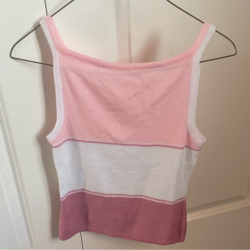 Y2K Pink and White Colorblock Tank Top